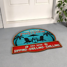 Load image into Gallery viewer, Personalized Custom Shaped Doormat with Palm Trees & Chairs