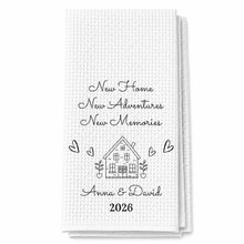Load image into Gallery viewer, Personalized Kitchen Towel Custom House Hearts Gift for Family