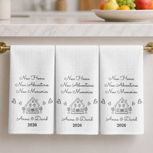Load image into Gallery viewer, Personalized Kitchen Towel Custom House Hearts Gift for Family
