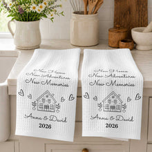 Load image into Gallery viewer, Personalized Kitchen Towel Custom House Hearts Gift for Family