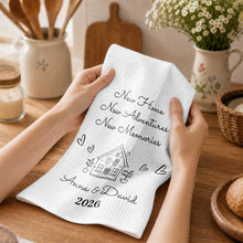 Load image into Gallery viewer, Personalized Kitchen Towel Custom House Hearts Gift for Family