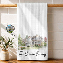 Load image into Gallery viewer, Personalized Kitchen Towel Custom Family Watercolor Design Gift