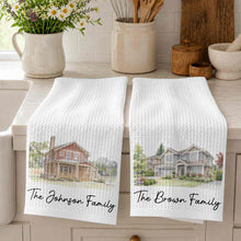 Load image into Gallery viewer, Personalized Kitchen Towel Custom Family Watercolor Design Gift