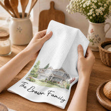 Load image into Gallery viewer, Personalized Kitchen Towel Custom Family Watercolor Design Gift