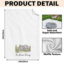 Load image into Gallery viewer, Personalized Kitchen Towel Custom Family Watercolor Design Gift