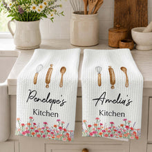 Load image into Gallery viewer, Personalized Kitchen Towel Custom Name Flowers Gift for Mom