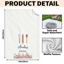 Load image into Gallery viewer, Personalized Kitchen Towel Custom Name Flowers Gift for Mom