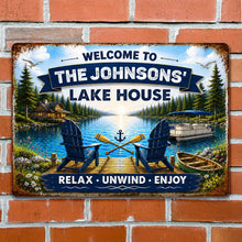 Load image into Gallery viewer, Personalized Metal Sign Custom Name Lake House Décor Gift
