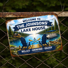 Load image into Gallery viewer, Personalized Metal Sign Custom Name Lake House Décor Gift