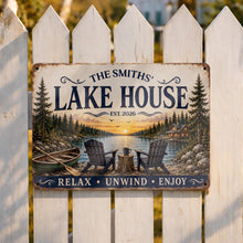 Load image into Gallery viewer, Personalized Lake House Metal Sign Custom Name Gift