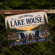 Load image into Gallery viewer, Personalized Lake House Metal Sign Custom Name Gift