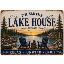 Load image into Gallery viewer, Personalized Lake House Metal Sign Custom Name Gift