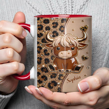 Load image into Gallery viewer, Personalized Cute Highland Cow Accent Mug Custom Name Gift