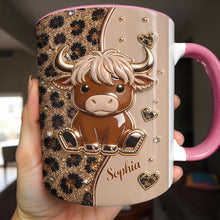 Load image into Gallery viewer, Personalized Cute Highland Cow Accent Mug Custom Name Gift