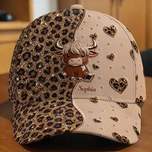 Load image into Gallery viewer, Personalized Classic Cap Cute Highland Cow Hearts Custom Name
