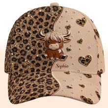 Load image into Gallery viewer, Personalized Classic Cap Cute Highland Cow Hearts Custom Name