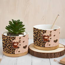 Load image into Gallery viewer, Personalized Highland Cow Ceramic Plant Pot Custom Name Gift