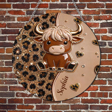 Load image into Gallery viewer, Personalized Highland Cow Metal Sign Custom Name Gift for Farm Lovers