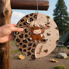 Load image into Gallery viewer, Personalized Highland Cow Metal Sign Custom Name Gift for Farm Lovers