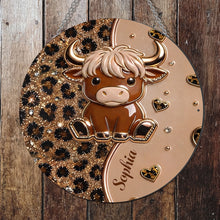 Load image into Gallery viewer, Personalized Highland Cow Metal Sign Custom Name Gift for Farm Lovers