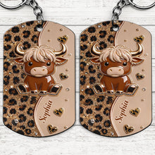 Load image into Gallery viewer, Personalized Highland Cow Stainless Steel Keychain Gift for Her