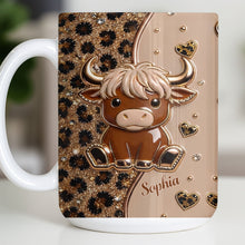 Load image into Gallery viewer, Personalized Cute Baby Highland Cow Mug Custom Name Gift for Cow Lovers