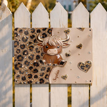 Load image into Gallery viewer, Personalized Highland Cow Metal Sign Custom Name Gift for Farm Lovers