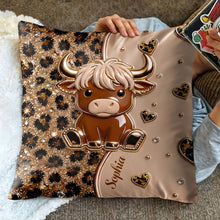 Load image into Gallery viewer, Personalized Highland Cow Pillow Custom Name Gift for Cow Lovers