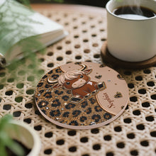 Load image into Gallery viewer, Personalized Cute Highland Cow Ceramic Coaster Gift for Her