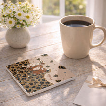 Load image into Gallery viewer, Personalized Square Ceramic Coaster Cute Highland Cow Gift