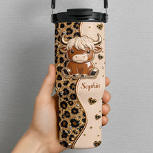 Load image into Gallery viewer, Personalized 30oz Tumbler with Handle Cute Highland Cow Gift