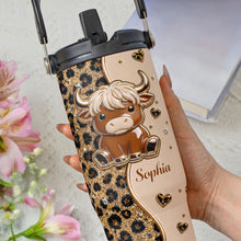 Load image into Gallery viewer, Personalized 30oz Tumbler with Handle Cute Highland Cow Gift