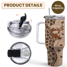 Load image into Gallery viewer, Personalized Highland Cow 40oz Tumbler Custom Name Gift Idea