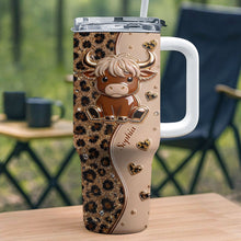 Load image into Gallery viewer, Personalized Highland Cow 40oz Tumbler Custom Name Gift Idea