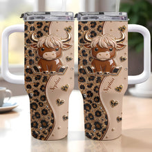 Load image into Gallery viewer, Personalized Highland Cow 40oz Tumbler Custom Name Gift Idea