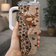 Load image into Gallery viewer, Personalized Highland Cow 40oz Tumbler Custom Name Gift Idea