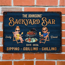 Load image into Gallery viewer, Personalized Metal Sign for Couples Backyard Grill Custom Name
