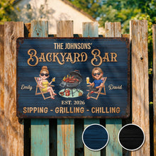 Load image into Gallery viewer, Personalized Metal Sign for Couples Backyard Grill Custom Name
