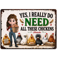 Load image into Gallery viewer, Personalized Funny Metal Sign Custom Farm Gift for Chicken Lovers