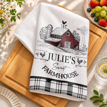 Load image into Gallery viewer, Personalized Farmhouse Kitchen Towel Custom Name Rooster Gift