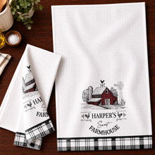 Load image into Gallery viewer, Personalized Farmhouse Kitchen Towel Custom Name Rooster Gift