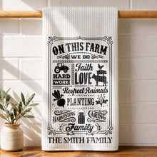 Load image into Gallery viewer, Personalized Farmhouse Kitchen Towel Custom Family Name Gift