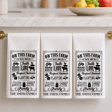 Load image into Gallery viewer, Personalized Farmhouse Kitchen Towel Custom Family Name Gift