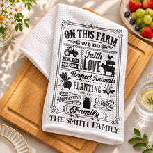 Load image into Gallery viewer, Personalized Farmhouse Kitchen Towel Custom Family Name Gift