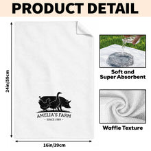 Load image into Gallery viewer, Personalized Farm Animal Kitchen Towel Custom Name Gift for Family