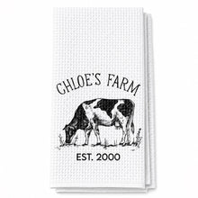 Load image into Gallery viewer, Personalized Farm Fresh Cow Sketch Kitchen Towel Gift for Mom
