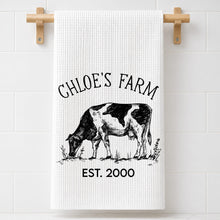 Load image into Gallery viewer, Personalized Farm Fresh Cow Sketch Kitchen Towel Gift for Mom