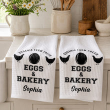 Load image into Gallery viewer, Personalized Kitchen Towel Custom Name Farm Fresh Eggs Gift