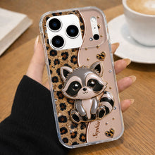 Load image into Gallery viewer, Personalized Clear Phone Case Cute Raccoon Glitter Design Gift