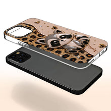Load image into Gallery viewer, Personalized Clear Phone Case Cute Raccoon Glitter Design Gift